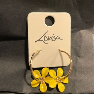 NWT LOVISA Gold Yellow Flower Hooped Earrings